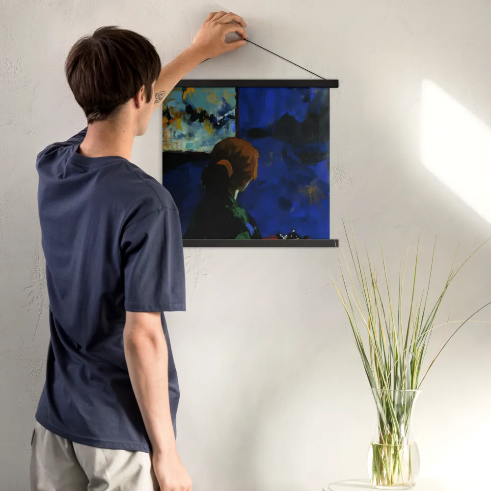 Contemplation Under the Night Sky | Poster With Black Wood Hanger | 18″×18″