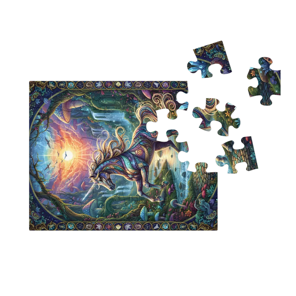 Mosaic Unicorn 
 Jigsaw Puzzle in Tin Box