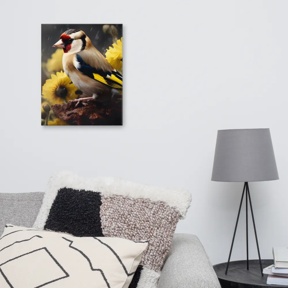 Harmony in Nature: A Goldfinch Amidst Blooms