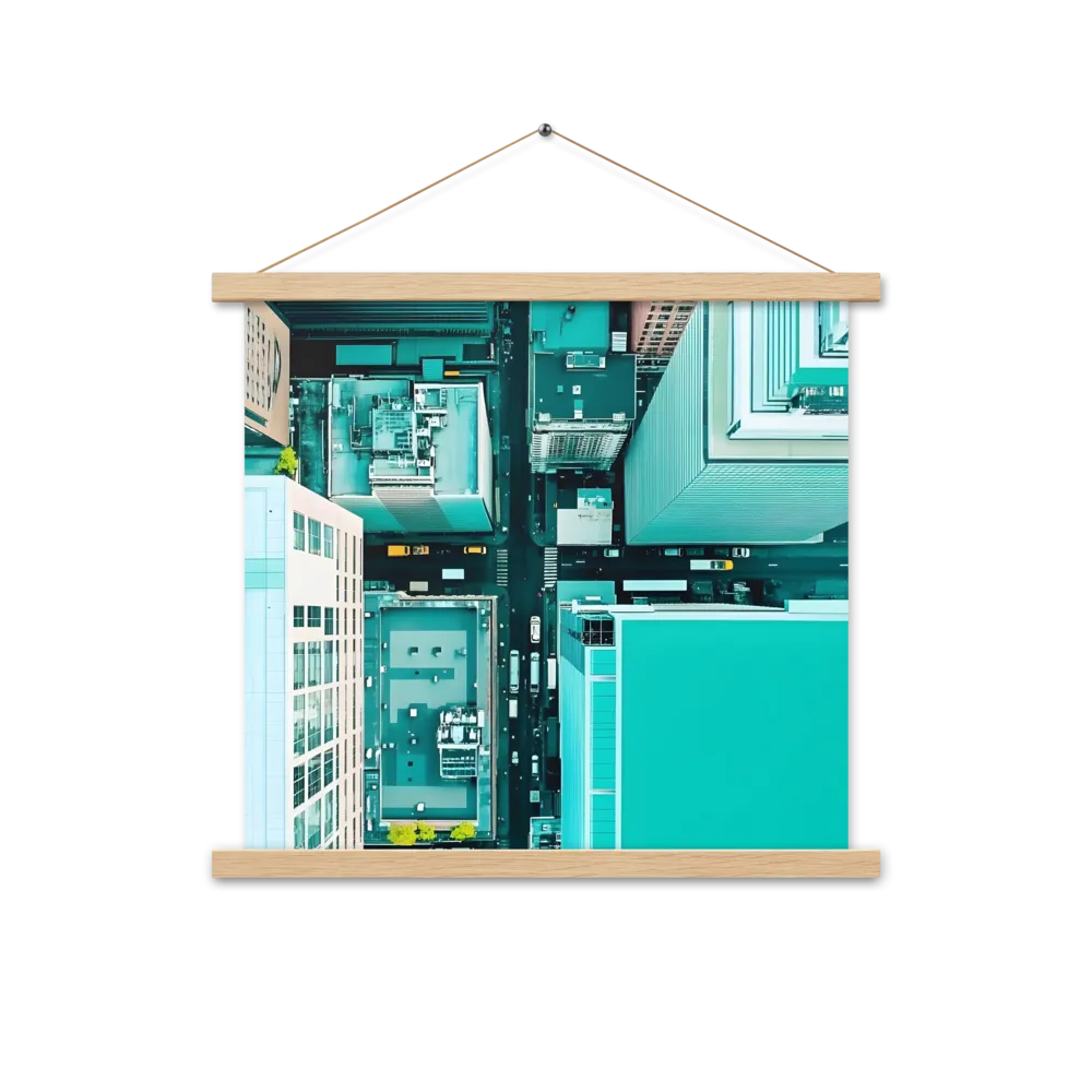 Urban Geometry: Aerial Perspective | Poster With Oak Wood Hanger | 18″×18″