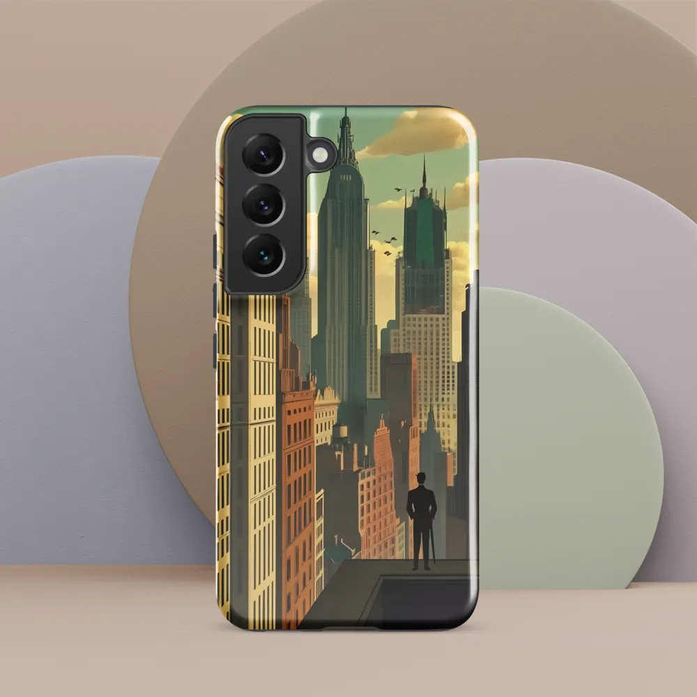 Urban Dreams: A Silhouette in Art Deco Cityscape