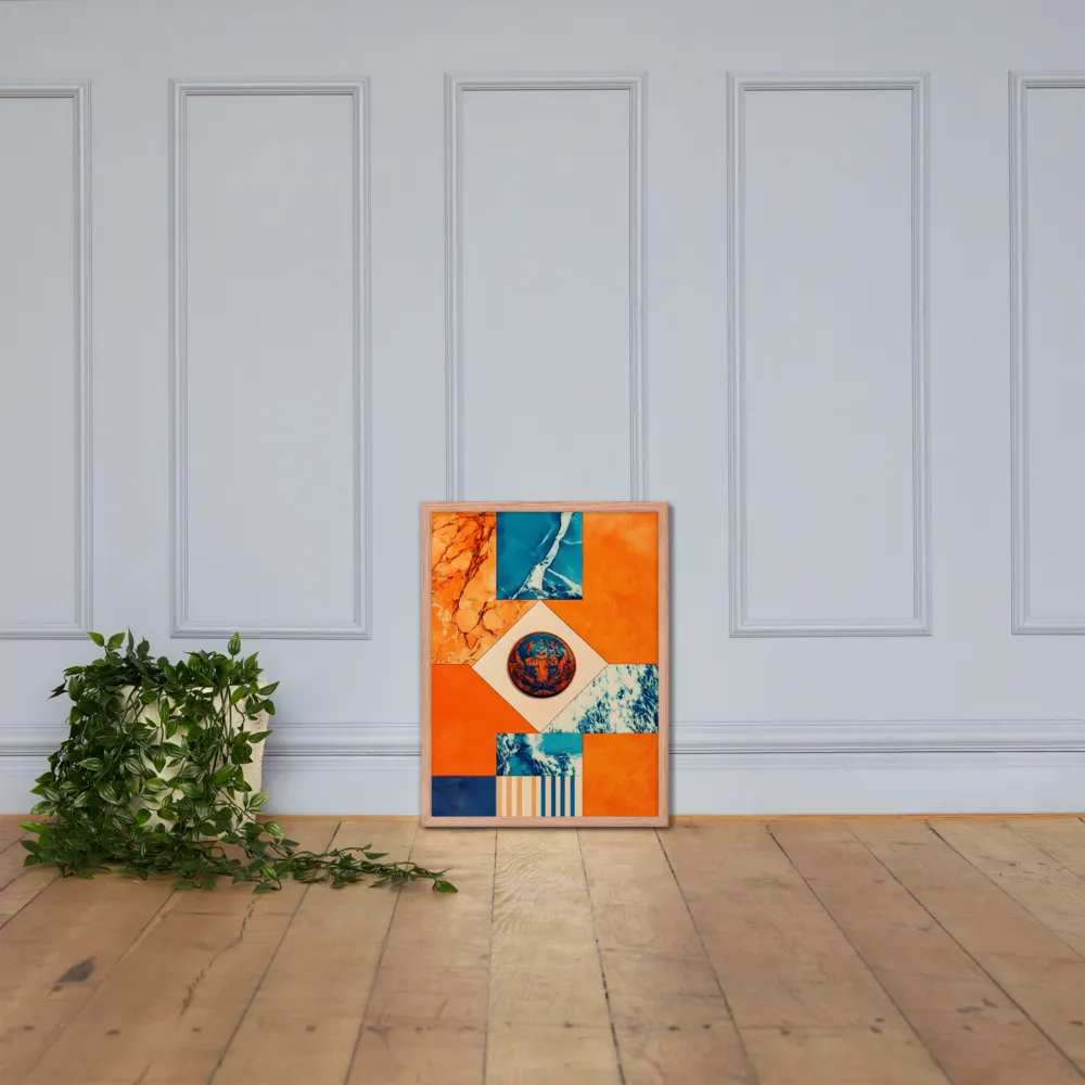 Harmonious Encounters: Abstract Geometry | Poster with Red oak Frame | 18″×24″