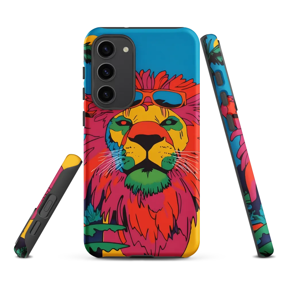Lion with Sunglasses: A Vibrant Tropical Portrait