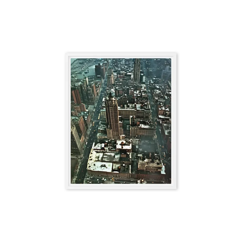 Aerial Symphony of Urban Life | Canvas with White Frame | 8″×10″