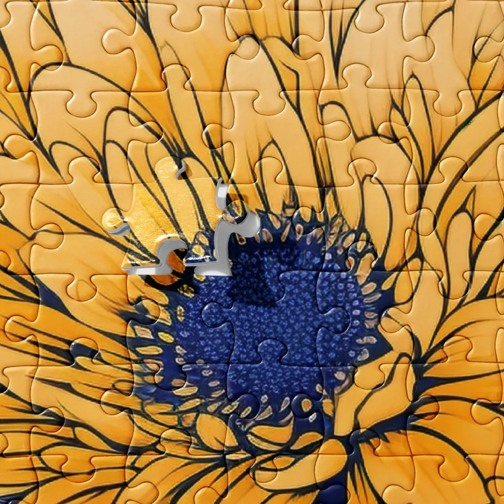 Floral Harmony in Blue and Yellow | Jigsaw Puzzle | 252 pieces