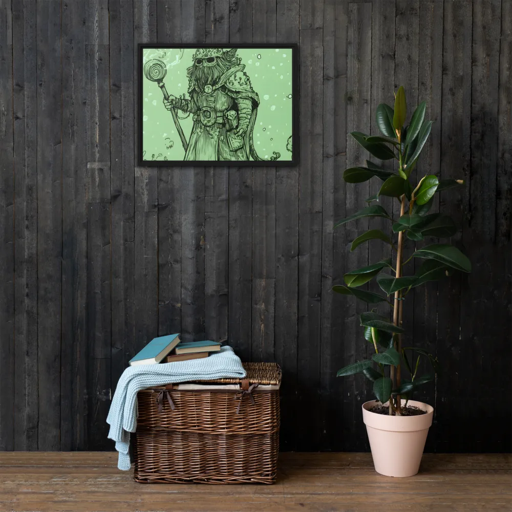 The Enigmatic Wizard | Canvas with Black Frame | 18″×24″