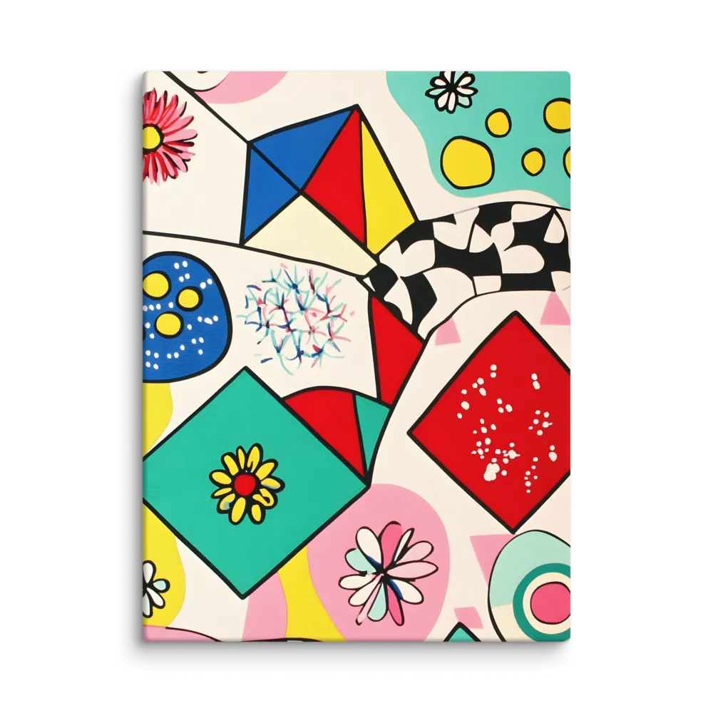 Joyful Geometry: A Playful Dance of Shapes and Colors | Canvas | 24″×32″