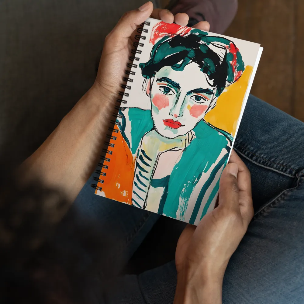 Contemplative Portrait in Bold Hues | Spiral Notebook