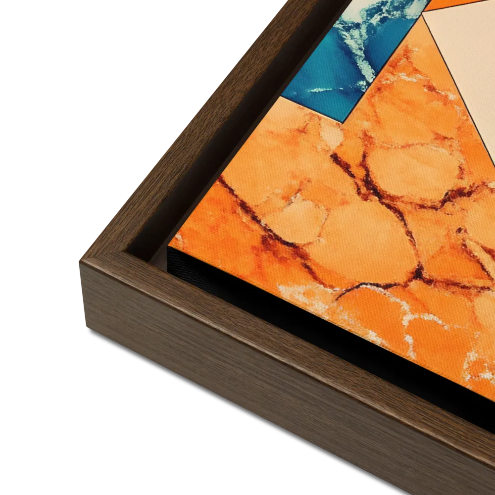 Harmonious Encounters: Abstract Geometry | Canvas with Brown Frame | 16″×20″