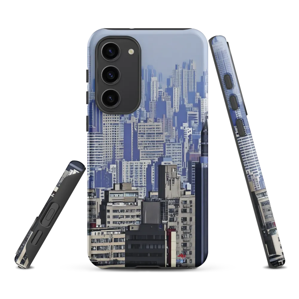 Urban Symphony: A Cityscape in Blues and Grays