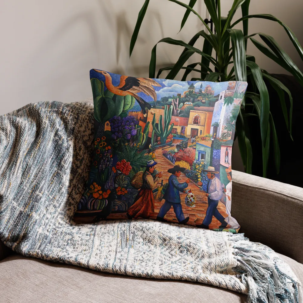 A Mosaic Journey Through Colorful Landscapes | Pillow | 22″×22″