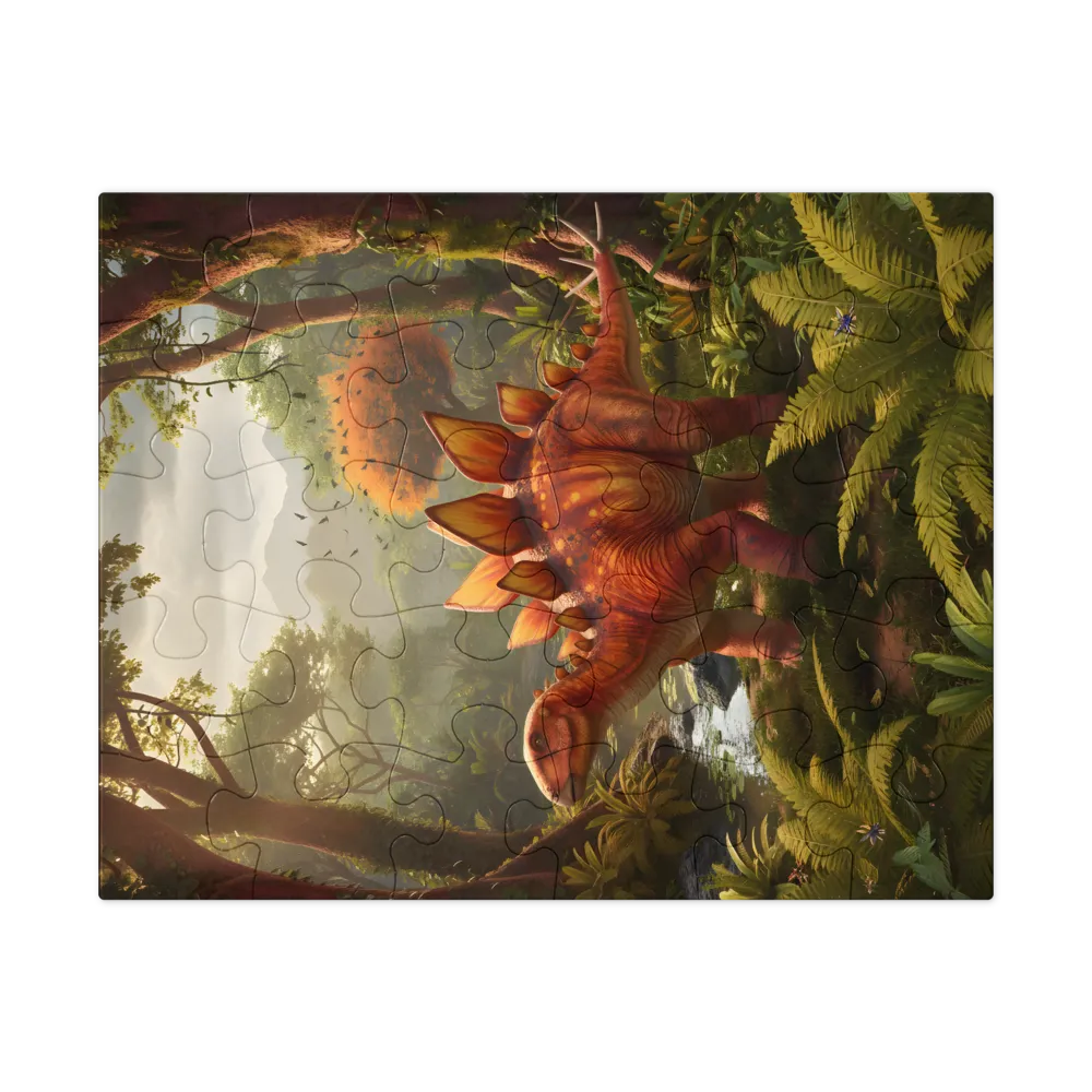 Stegosaurus in the Jungle 
 Jigsaw Puzzle in Tin Box