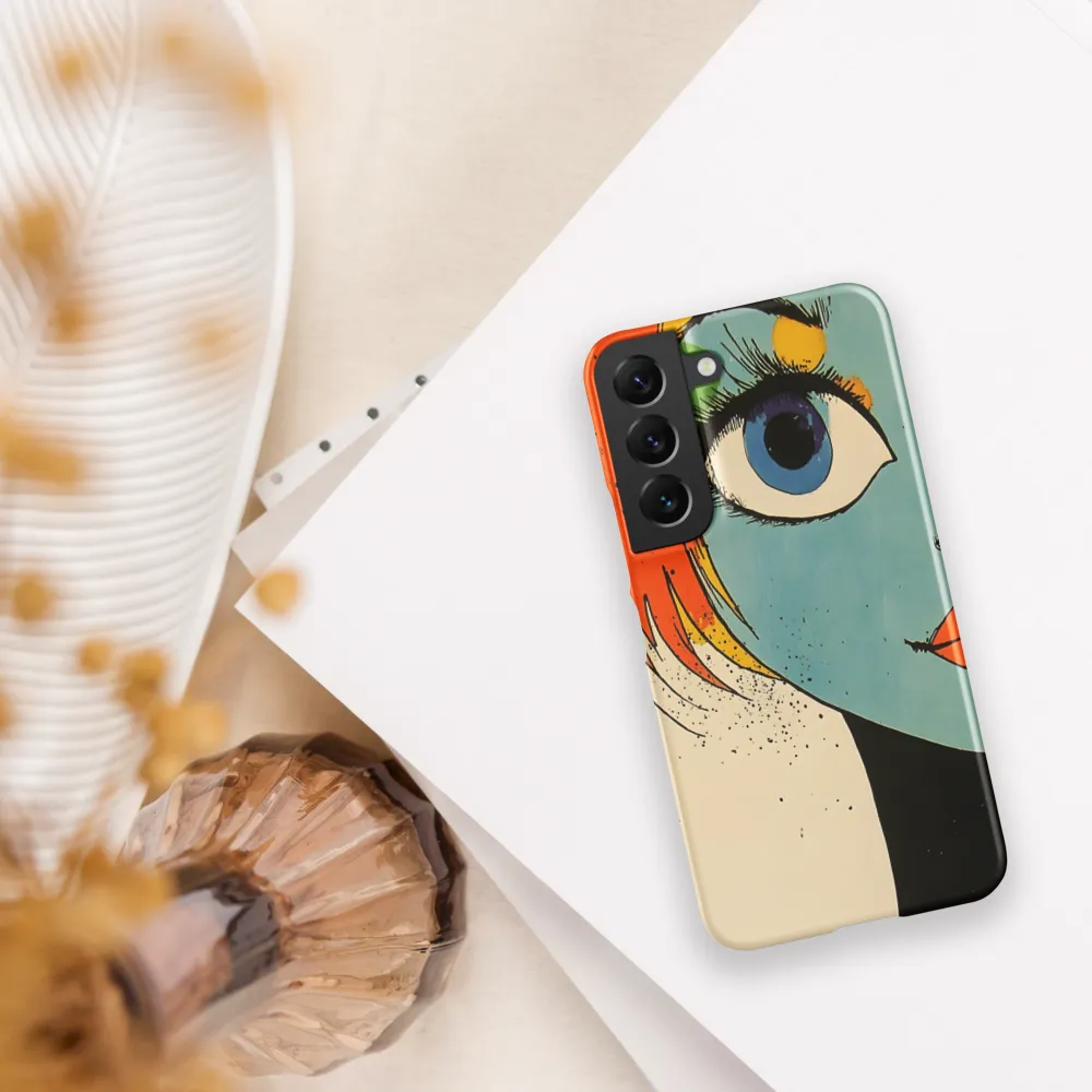 Vivid Expressions: A Portrait in Blue | Phone Case |  S22 | Snap Case | Matte