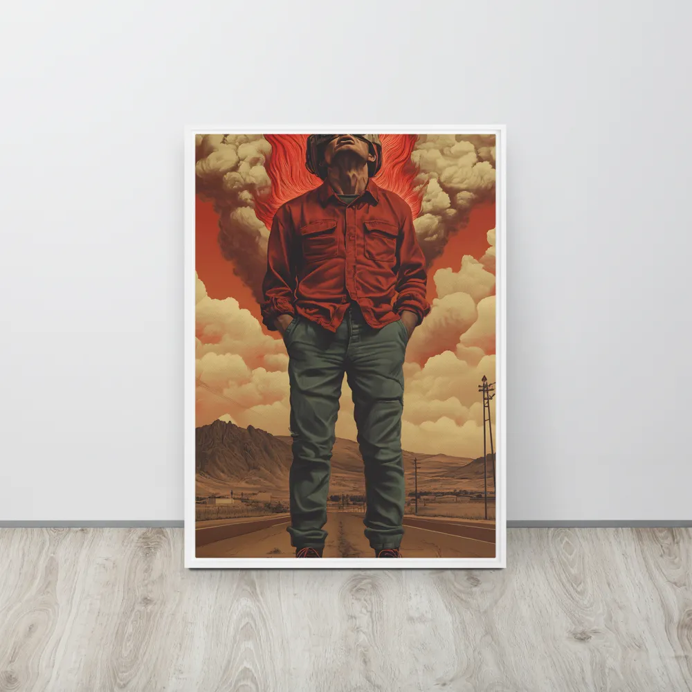 Defiant Spirit in a Surreal Landscape | Canvas with White Frame | 20″×28″