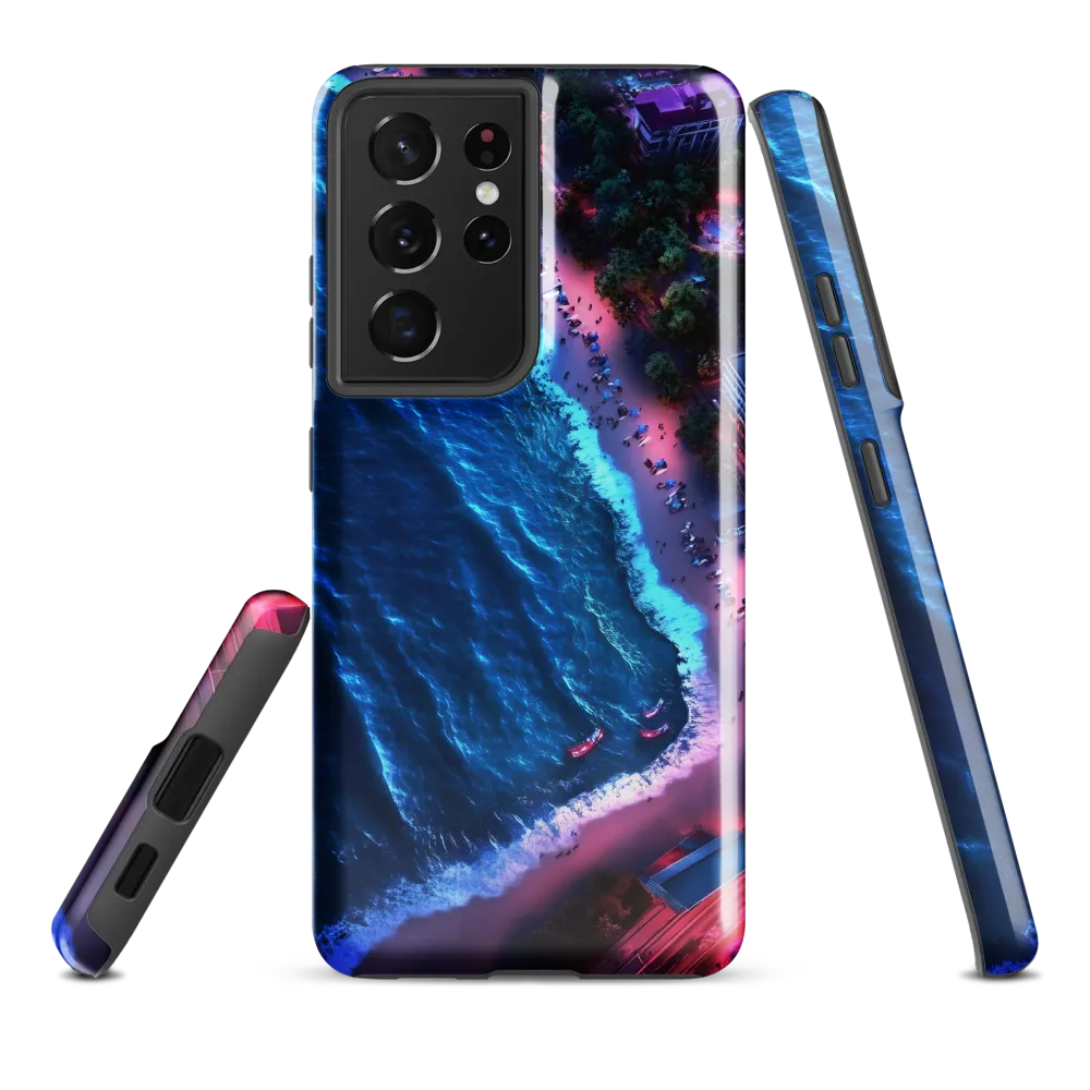 Twilight Reflections: A Serene Beach Aerial | Phone Case |  S21 Ultra | Tough Case | Glossy
