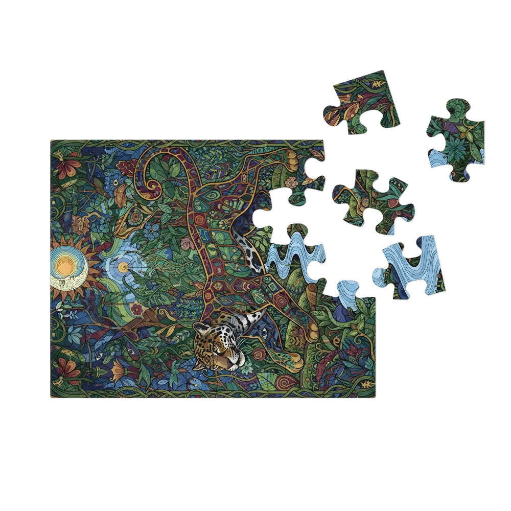 Stained-Glass Jaguar 
 Jigsaw Puzzle in Tin Box
