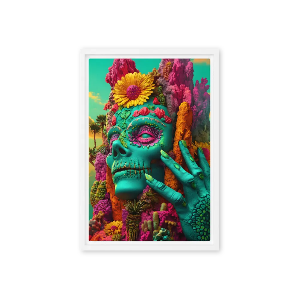 Ethereal Skull Garden | Canvas with White Frame | 12″×18″