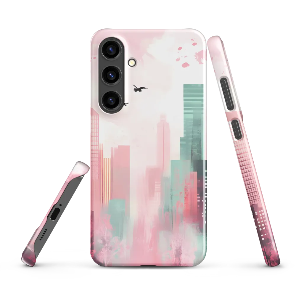 Dreamy Cityscape in Pink and Cyan