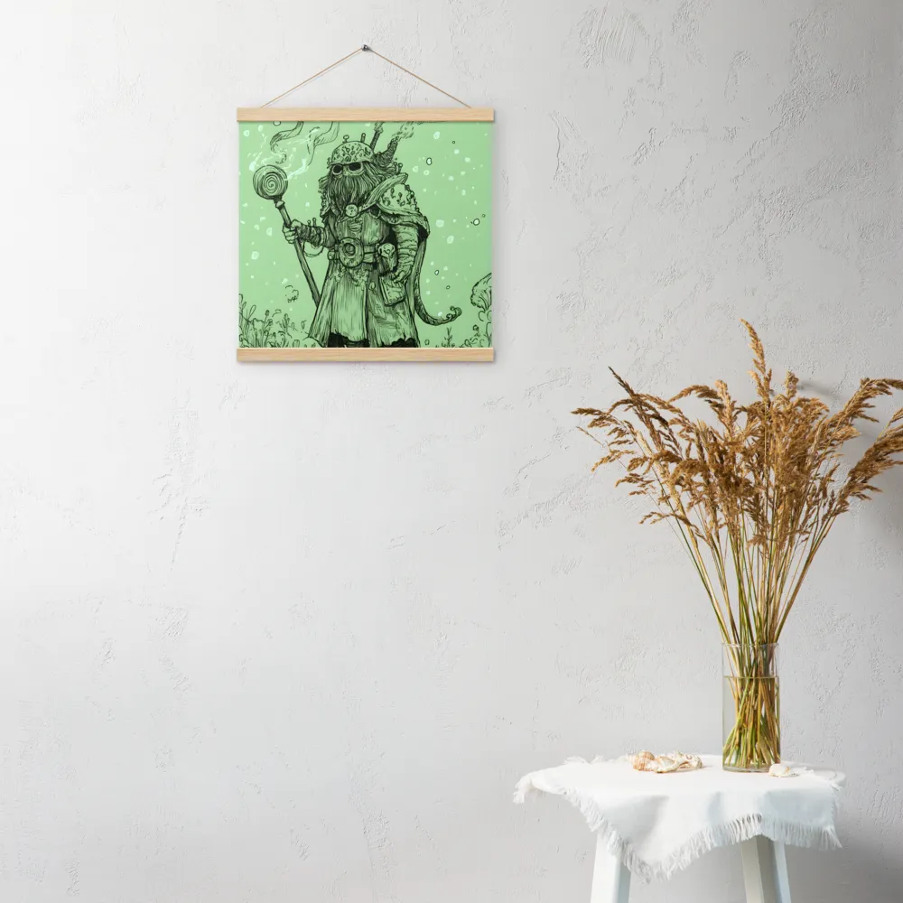 The Enigmatic Wizard | Poster With Oak Wood Hanger | 16″×16″