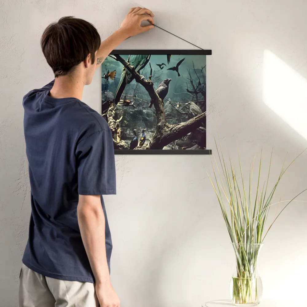Whispers of the Avian Realm | Poster With Black Wood Hanger | 18″×18″