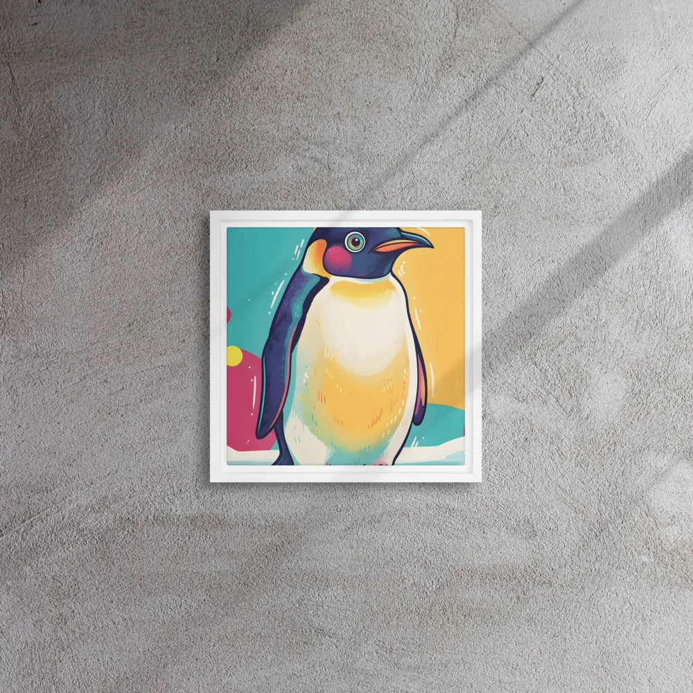Colorful Penguin 
 Canvas with White Frame | 12″x 12″