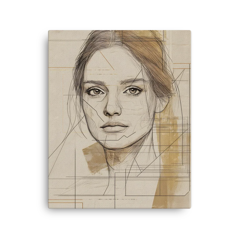 Geometric Elegance: A Modern Portrait | Thin Canvas | 16″×20″
