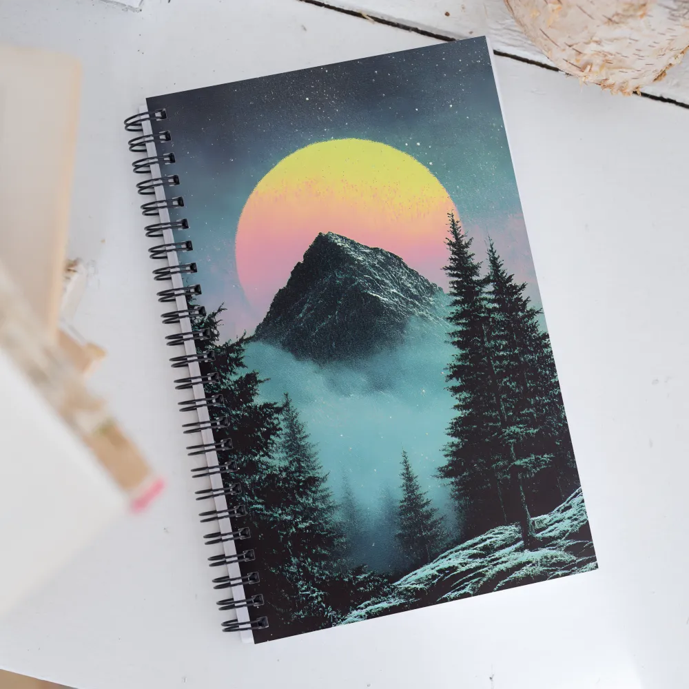 Ethereal Peaks Under Celestial Lights | Spiral Notebook