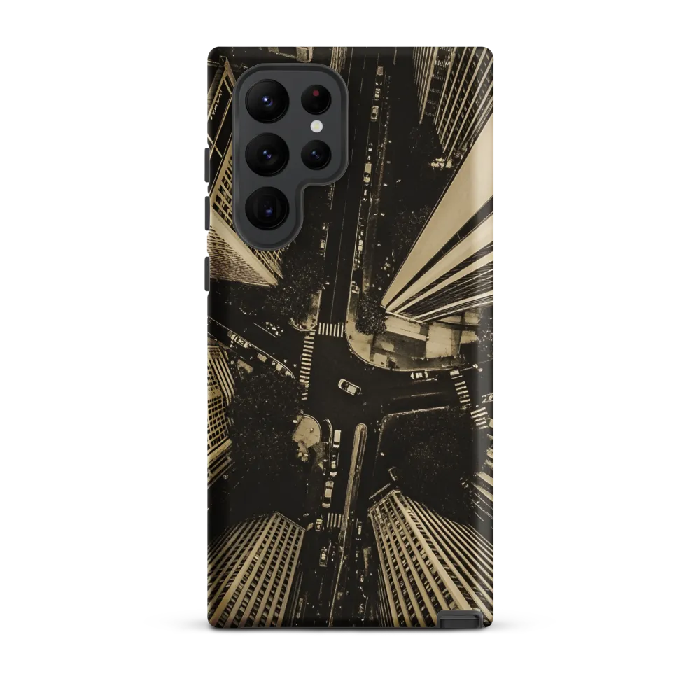 Urban Symphony: Aerial Perspective of City Life | Phone Case |  S22 Ultra | Tough Case | Matte