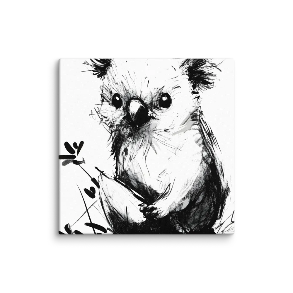 Whimsical Koala in Ink | Canvas | 36″×36″