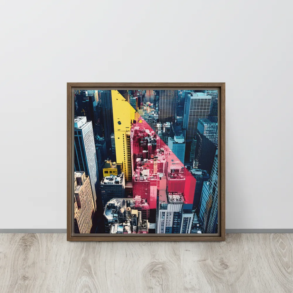 Dynamic Urban Symphony | Canvas with Brown Frame | 16″×16″