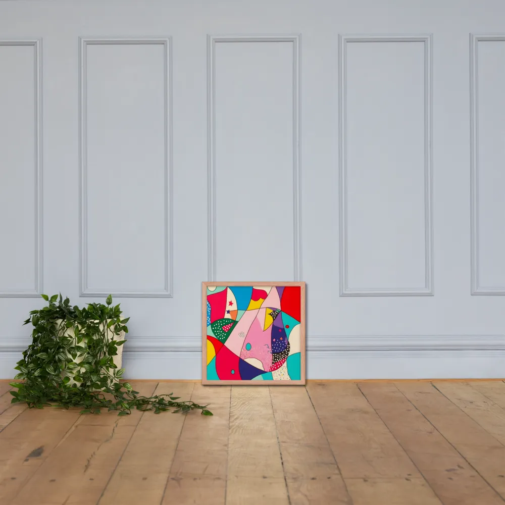 Playful Geometry in Color | Poster with Red oak Frame | 16″×16″