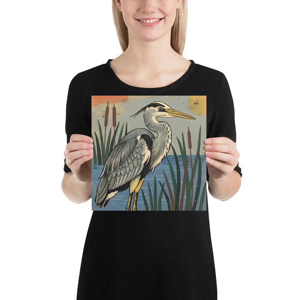 Marsh Heron 
 Poster | 10″x 10″