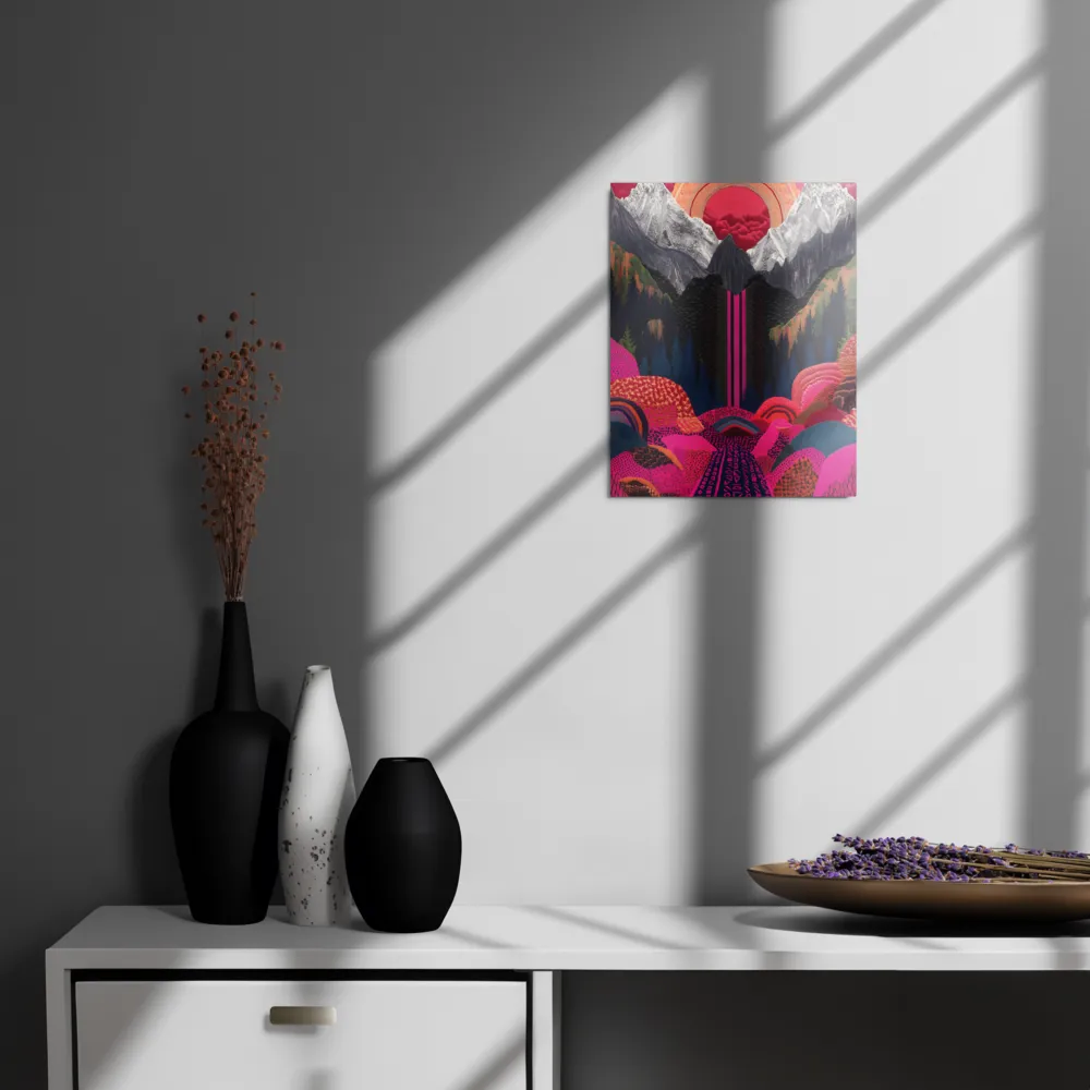 Ethereal Cascade: A Surreal Landscape | Metal Print | 11″×14″