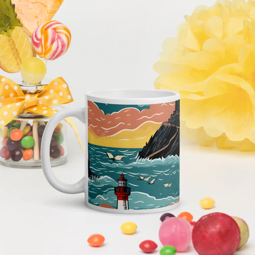 Lighthouses in a Whimsical Ocean | Mugs | Multiple Sizes & Colors