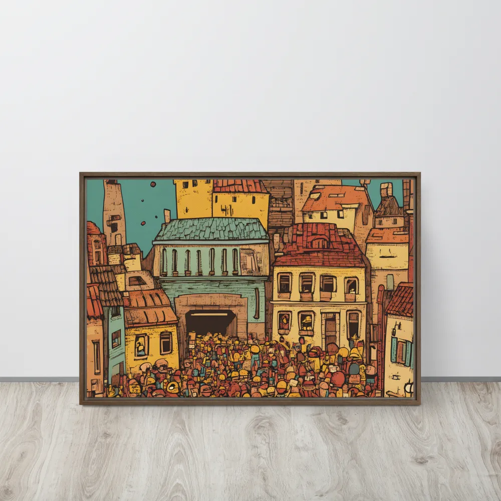 The Quirky City Gathering | Canvas with Brown Frame | 20″×30″