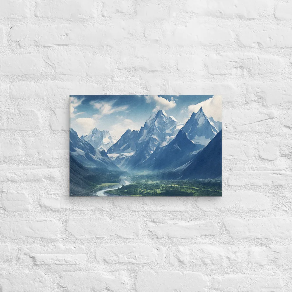 Majestic Serenity: A Landscape of Mountains and Rivers | Canvas | 12″×18″