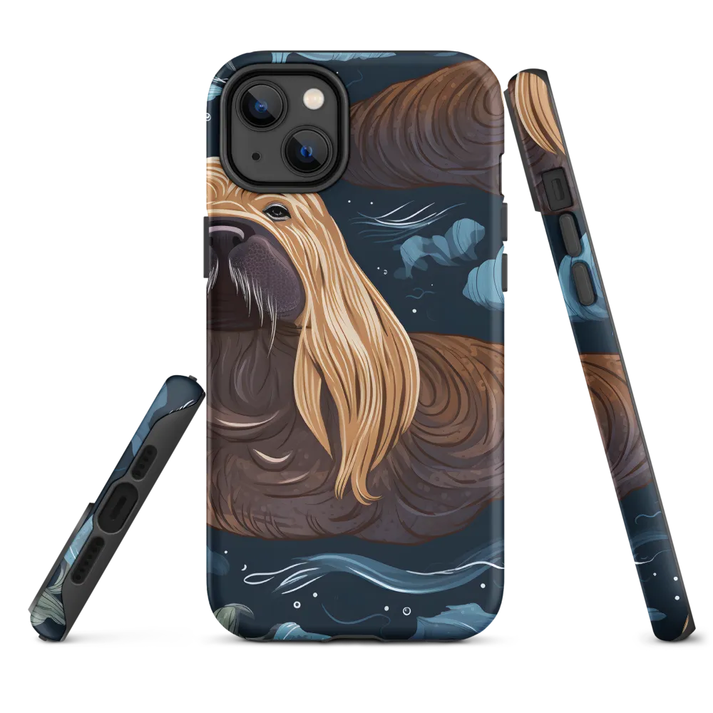 Whimsical Walruses in Deep Blue