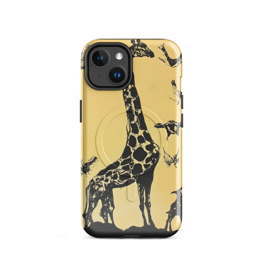 Whimsical Harmony of Giraffe and Birds