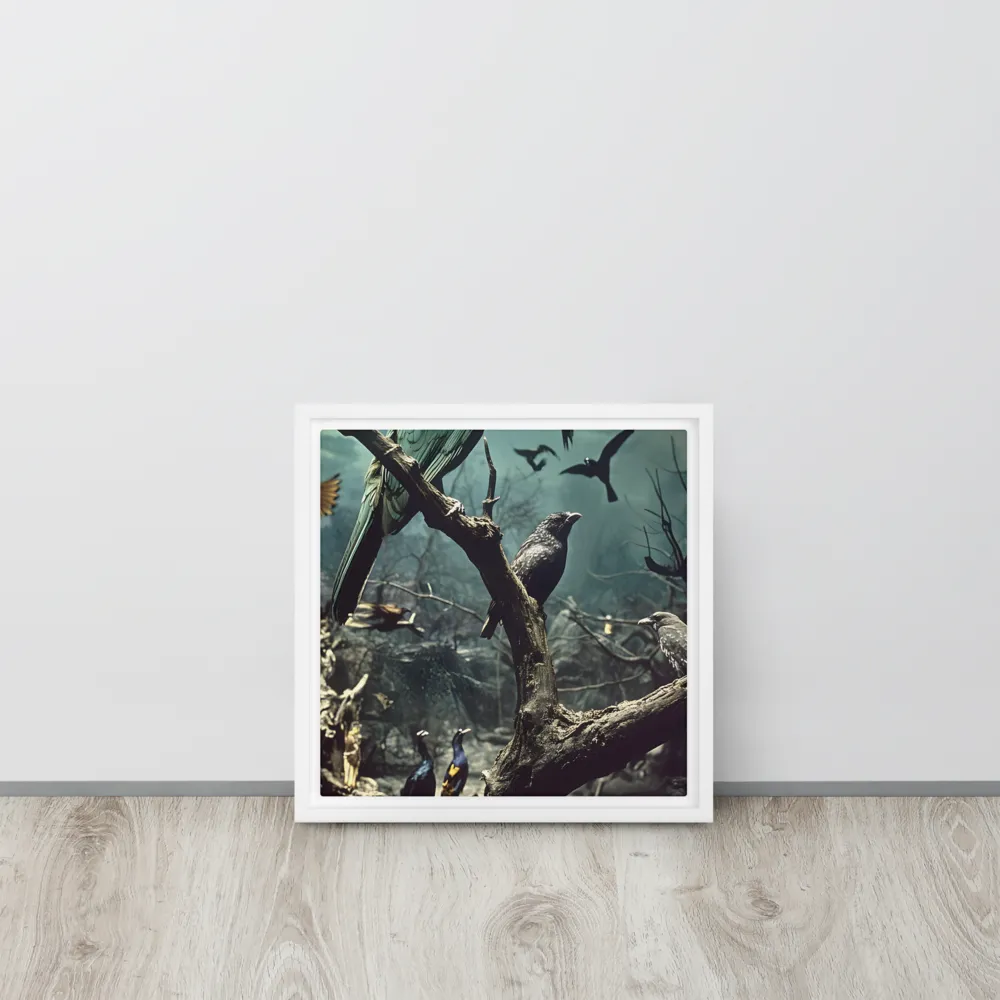 Whispers of the Avian Realm | Canvas with White Frame | 12″×12″