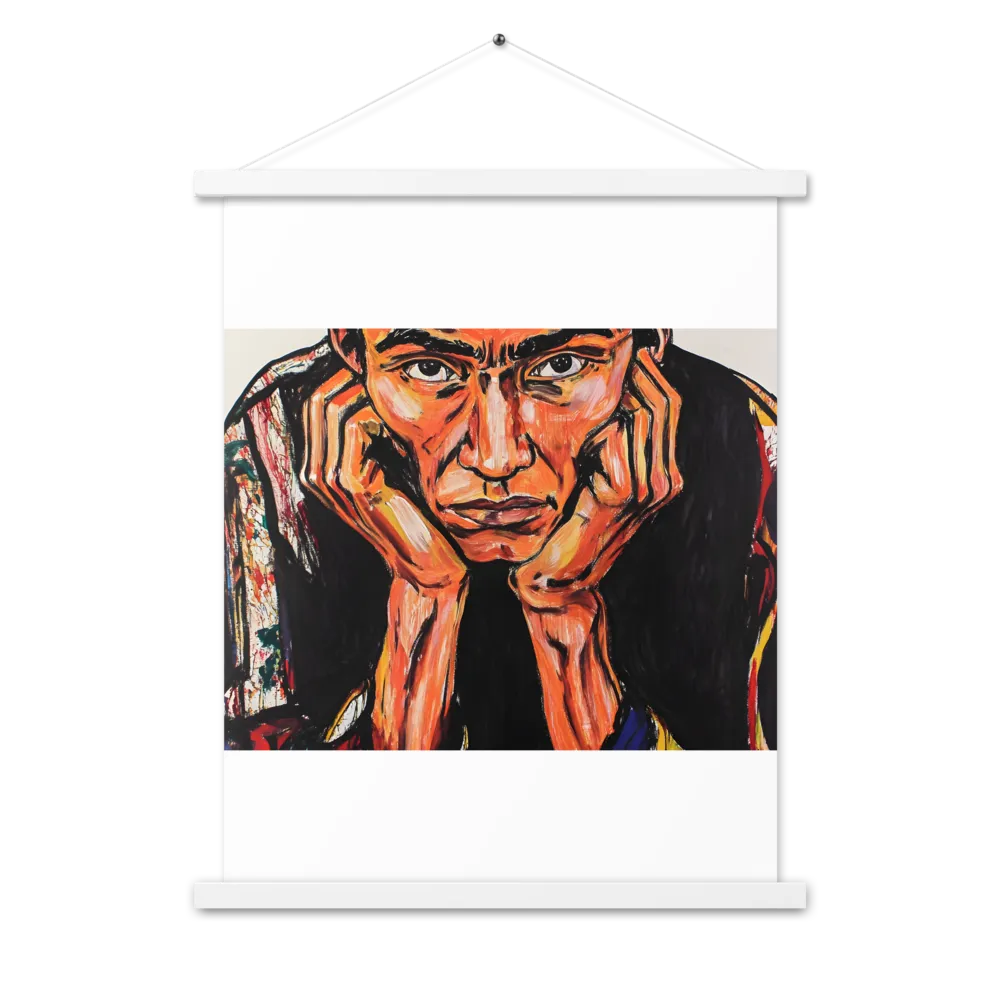Contemplative Intensity: An Expressionist Portrait | Poster With White Wood Hanger | 18″×24″