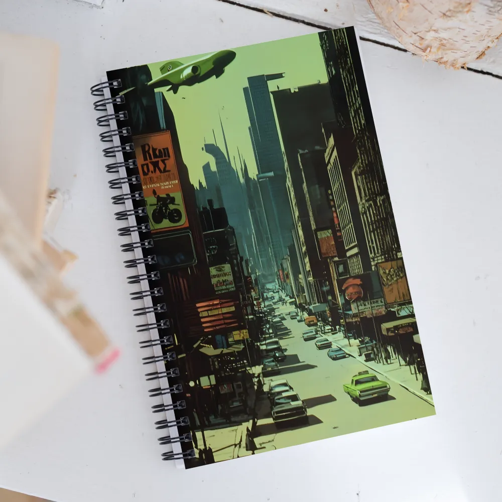 Nostalgic Futurism in Urban Splendor | Spiral Notebook