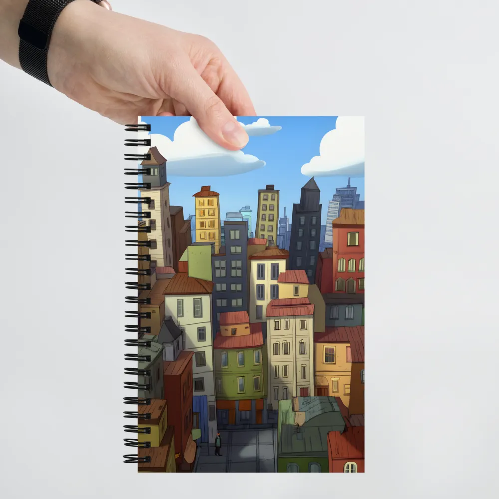 Urban Symphony: A Colorful Cityscape | Spiral Notebook