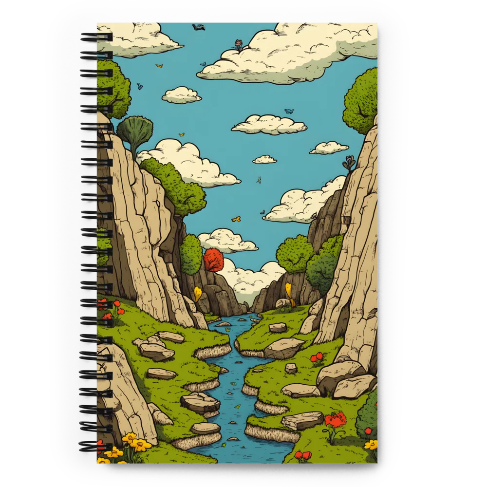 Whimsical Serenity: A Canyon Landscape | Spiral Notebook