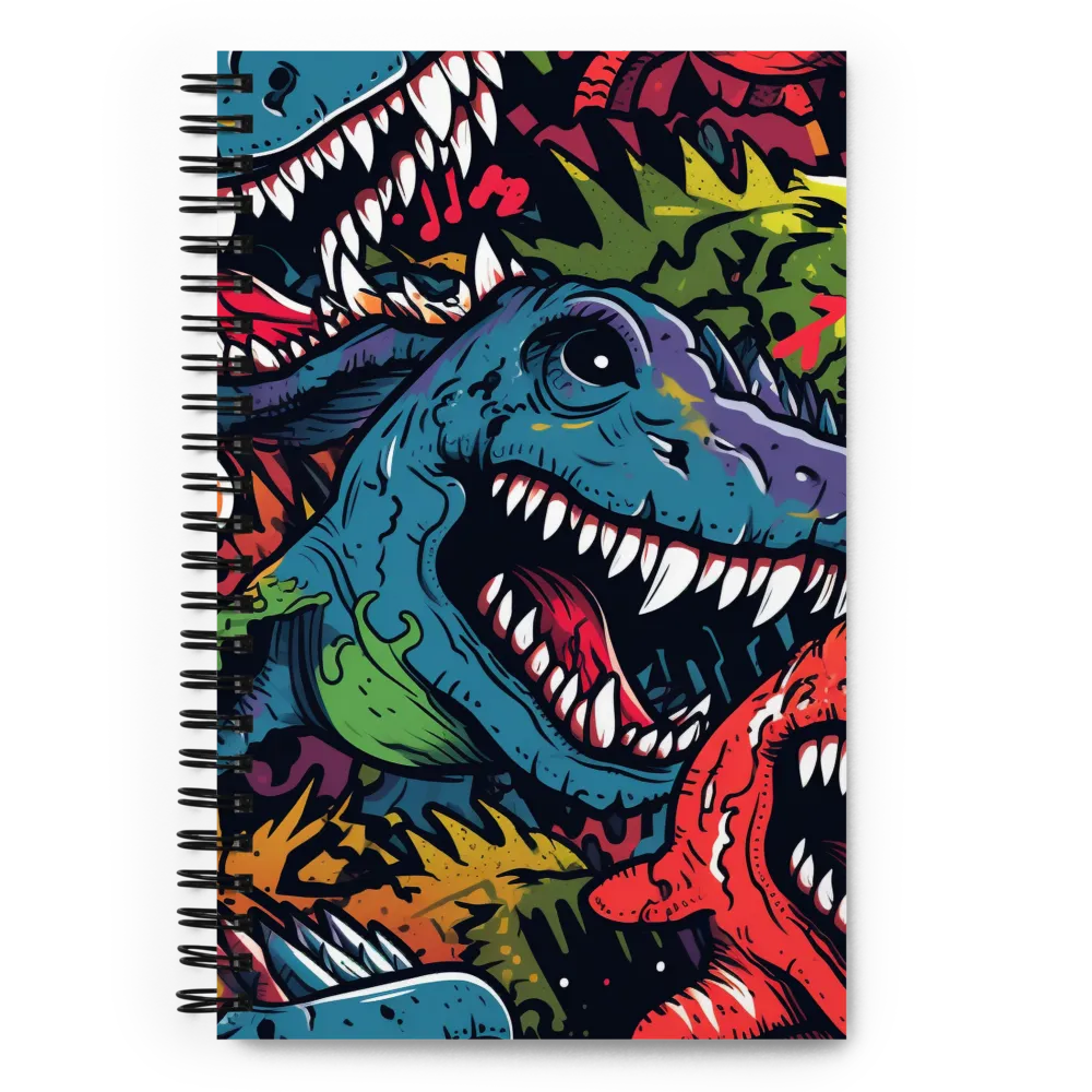 Dino Mania: A Colorful Frenzy | Spiral Notebook