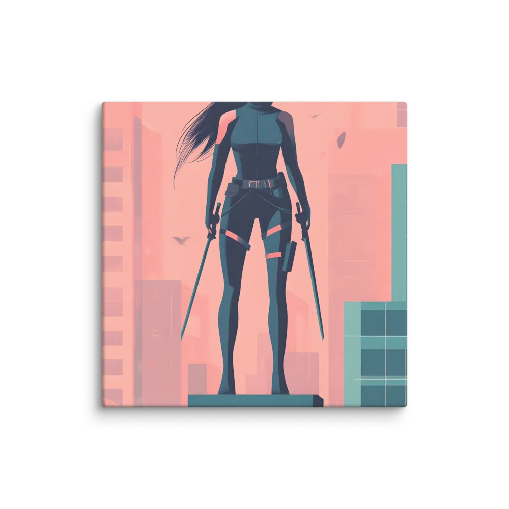 Urban Sentinel: A Warrior's Stand | Canvas | 26″×26″