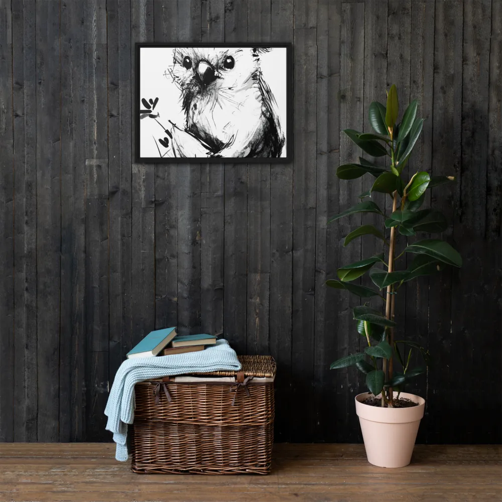 Whimsical Koala in Ink | Canvas with Black Frame | 18″×24″
