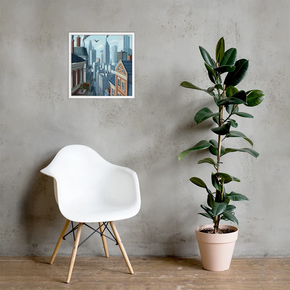 Urban Symphony | Poster with White Frame | 18″×18″
