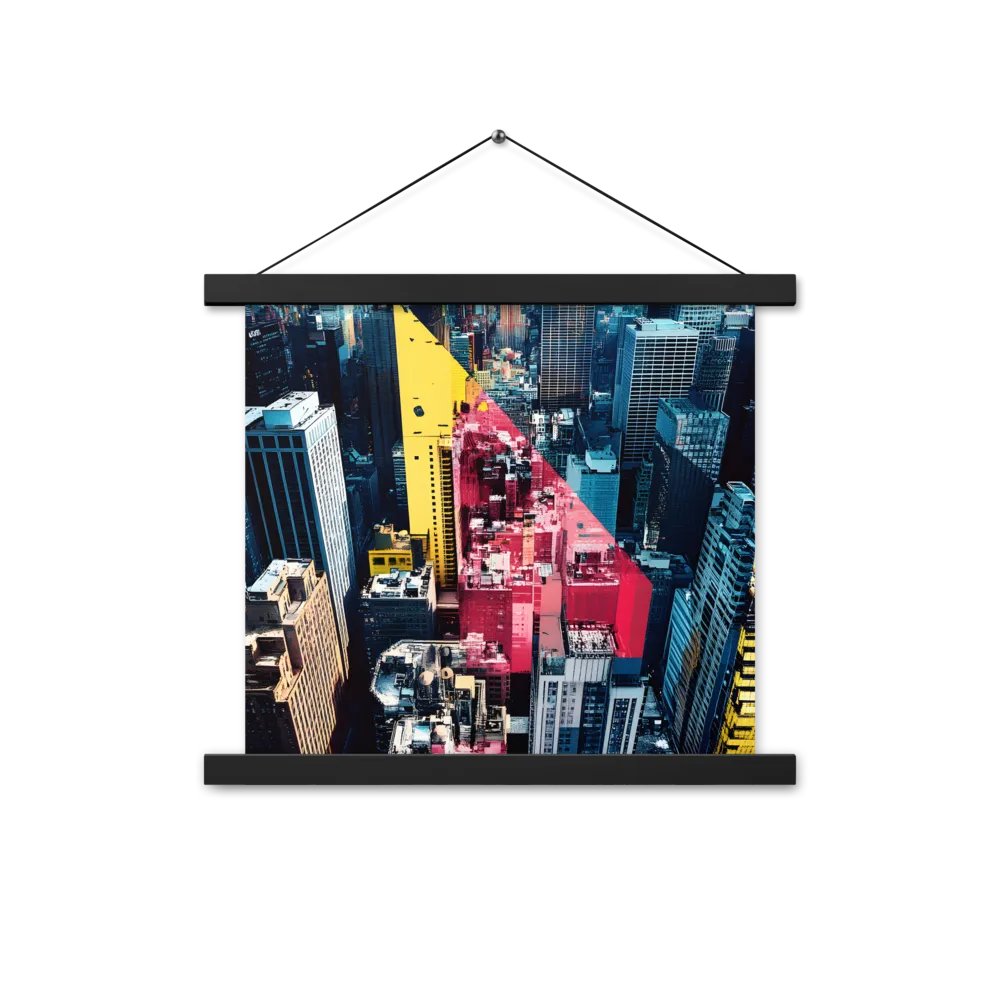 Dynamic Urban Symphony | Poster With Black Wood Hanger | 14″×14″