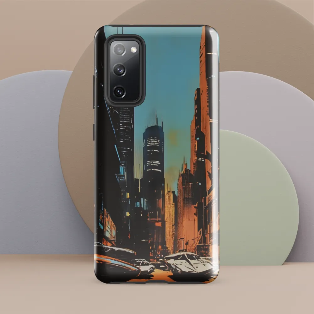 Futuristic Cityscape in Blue and Orange