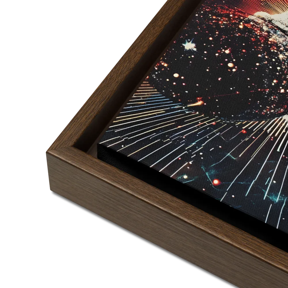 Ethereal Astronaut: A Journey Through the Cosmos | Canvas with Brown Frame | 16″×16″